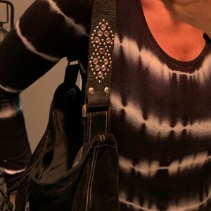 Black suede tylie Malibu rhinestone handbag